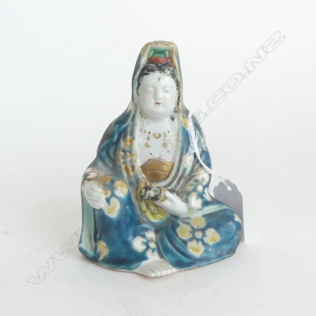 PORCELAIN BUDDHA in blue robe H.110mm Image 1++