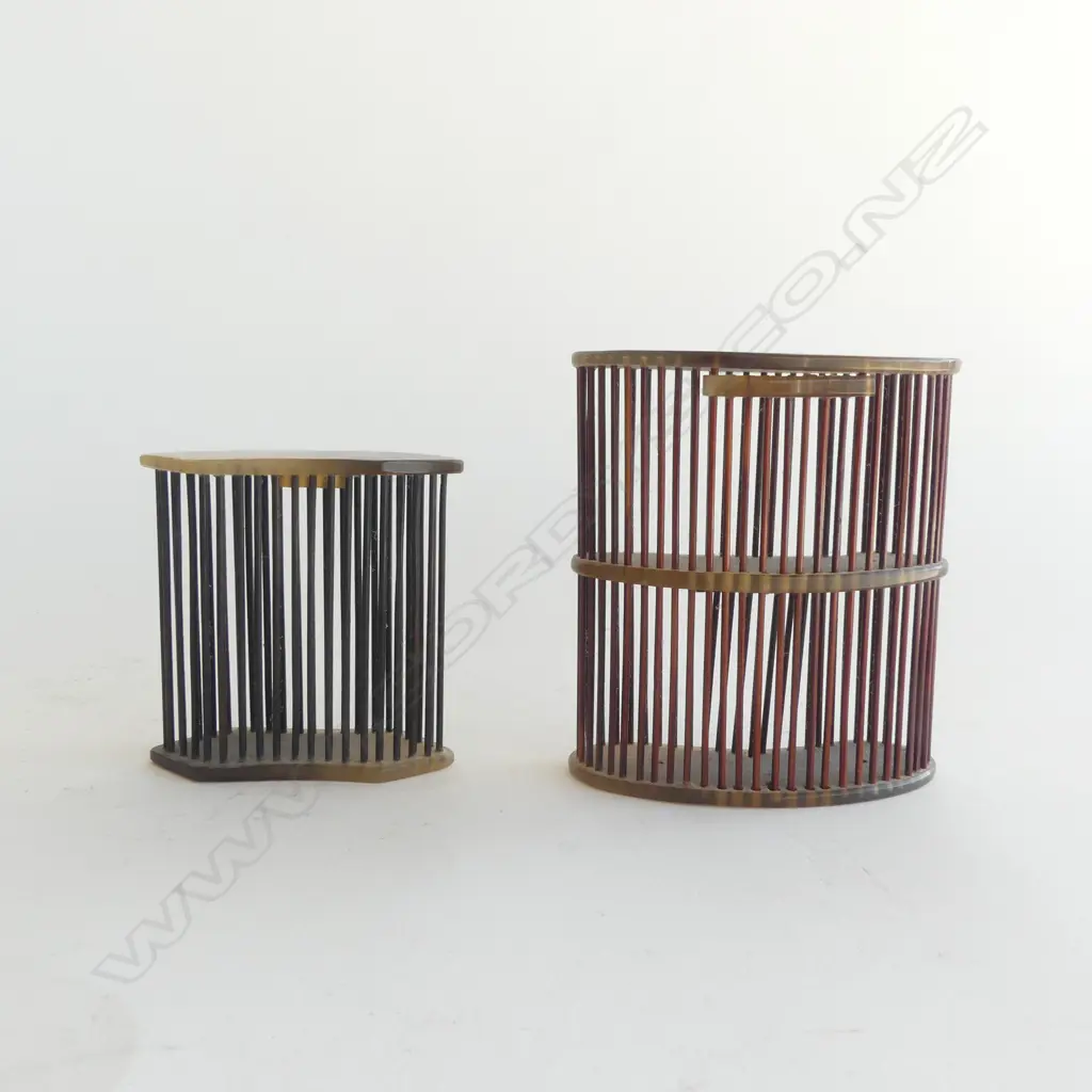 PR VINTAGE CHINESE NORN & BAMBOO CRICKET CAGES H's.103 & 78mm Image 1++