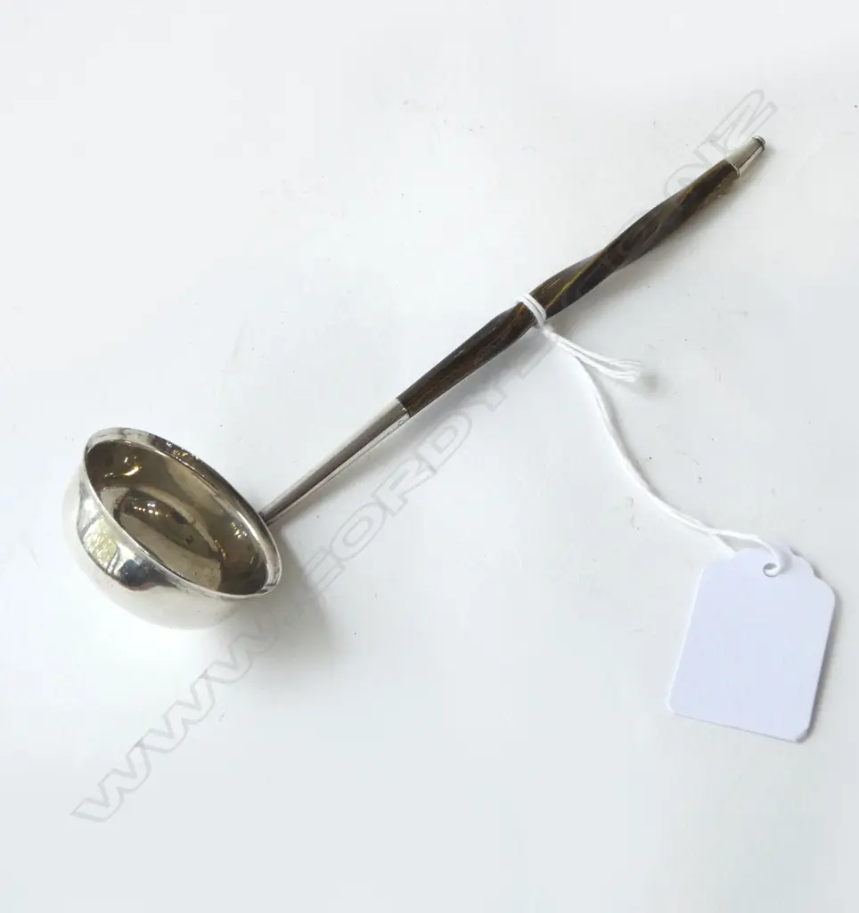 SCOTTISH STG SILVER AND WHALE BONE TODDY LADLE EDINBURGH 1876, L.170MM Image 1++