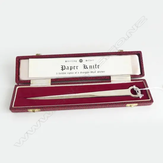 STG SILVER PAPER KNIFE IN THE FORM OF A GEORGIAN MEAT SKEWER, SHEFFIELD 1977. 62gms