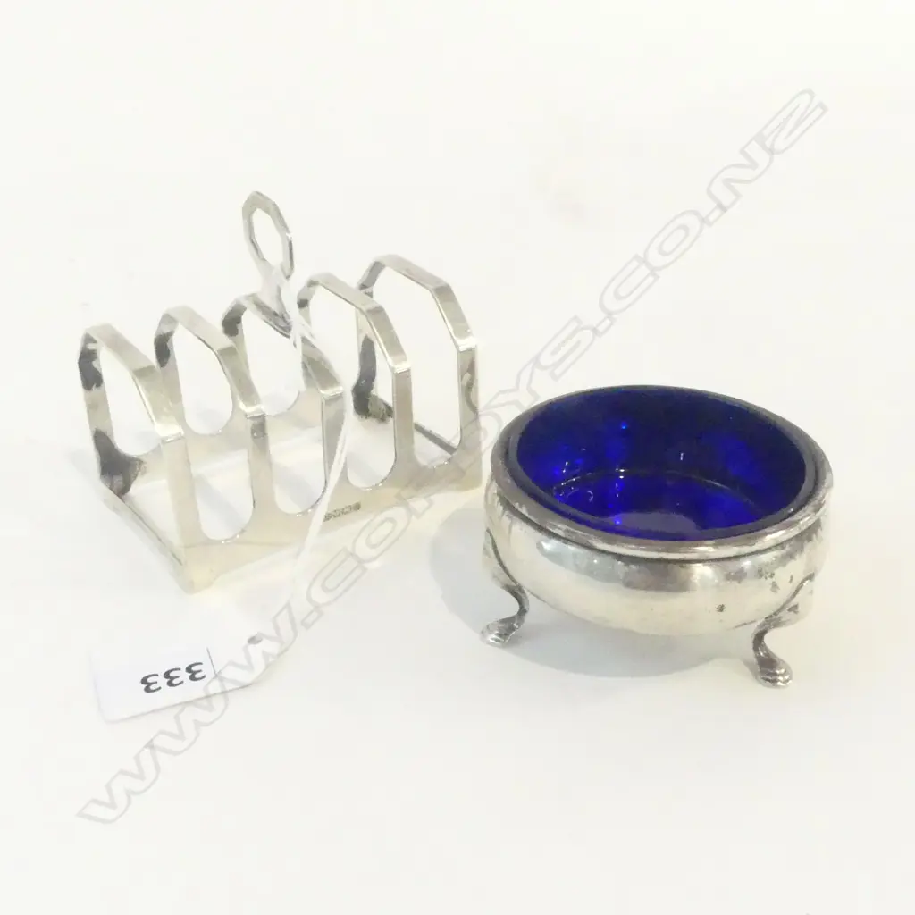 2 PCES STG SILVER, TOAST RACK + SALT, 103grms Image 1++