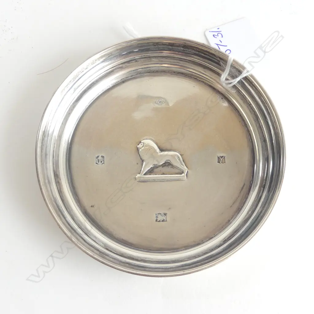 SILVER 'WEMBLEY STATION' small DISH with embossed lion Dia.110mm 63gms Image 1++