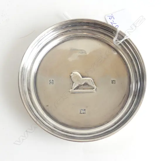 SILVER 'WEMBLEY STATION' small DISH with embossed lion Dia.110mm 63gms