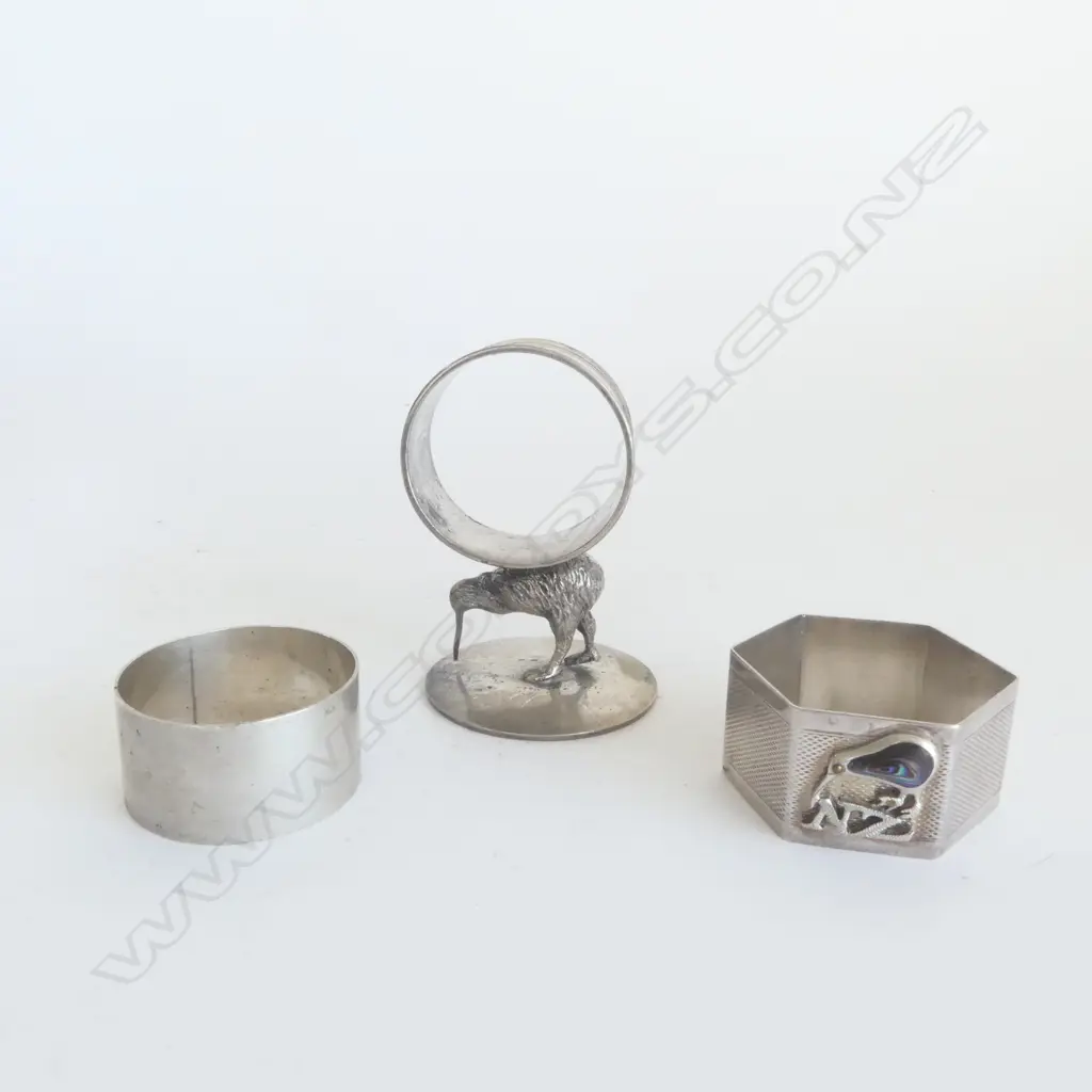 SILVER NAPKIN RING + 2 PLATED W KIWIS Image 1++