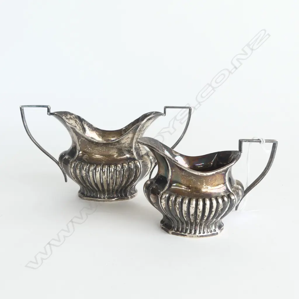 SILVER SUGAR BOWL & CREAM JUG Birmingham 1904 264gms Image 1++