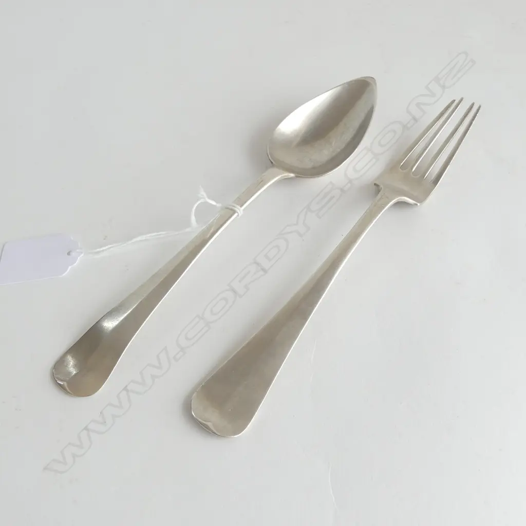 FRENCH STAMPED SILVER FORK & SPOON 116.5gms Image 1++