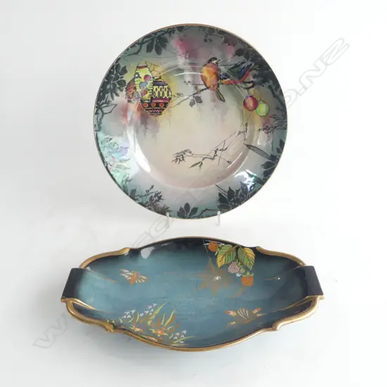 GRIMWADES BYZANTA WARE PLATE + CARLTONWARE DISH 'BLEU ROYAL' W.290mm