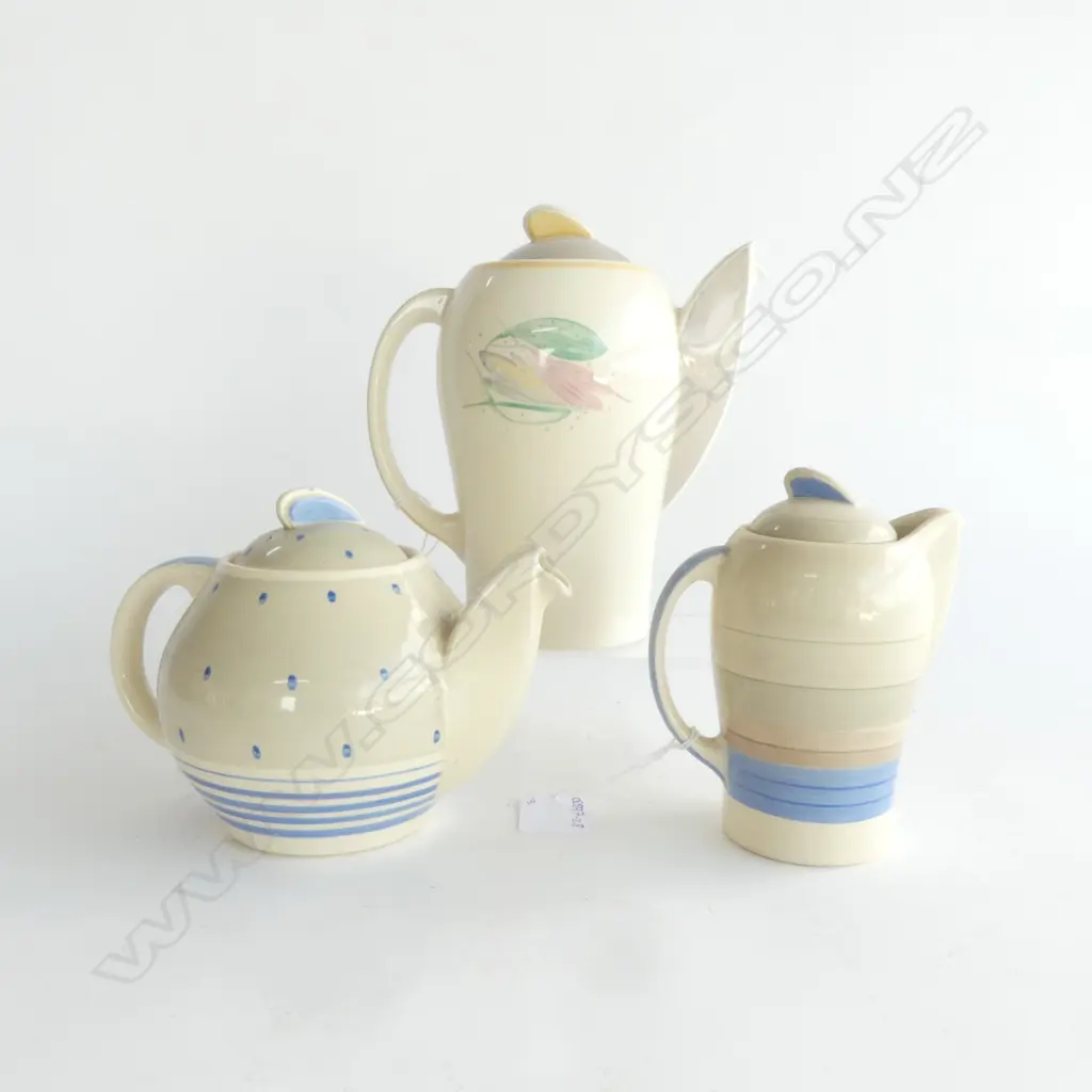 3 PCES. ART DECO SUSIE COOPER; COFFEE, TEA & MILK, H.190mm Image 1++