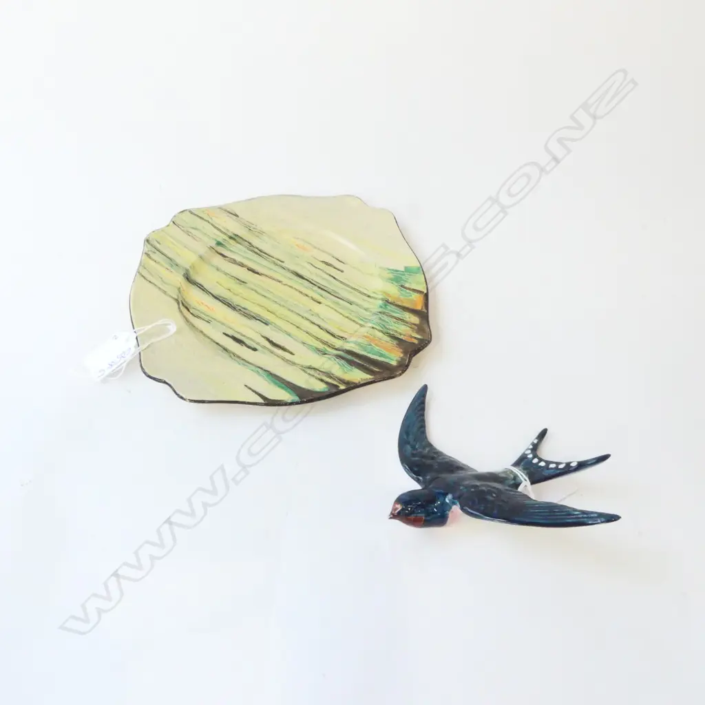 CLARICE CLIFF 'DELECIA' pattern PLATE + BESWICK SWALLOW Image 1++