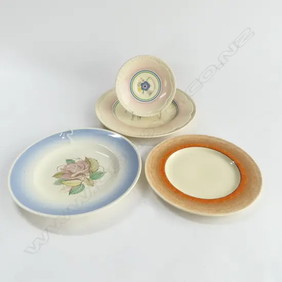 3 CLARICE CLIFF PLATES + SUSIE COOPER PLATE 