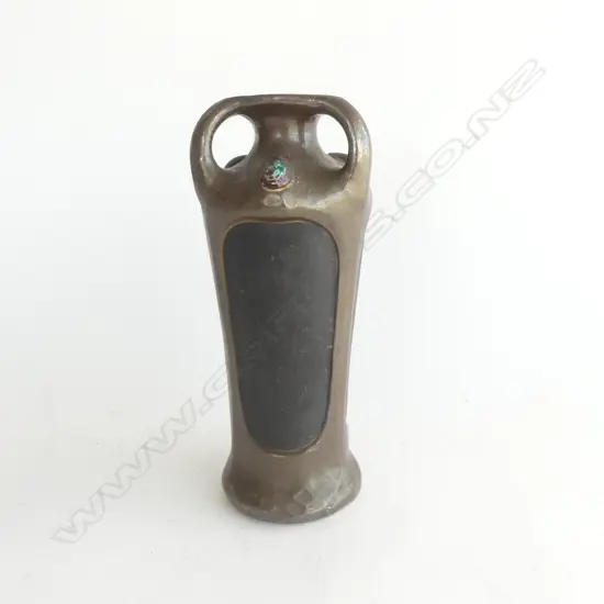 BRETBY POTTERY ART NOUVEAU COPPER GLAZED & JEWELED VASE. H.230mm