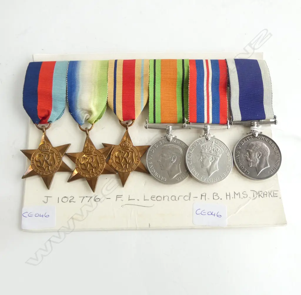6 MEDAL GROUP ON ONE BAR: 39-45 Star. Italian Star. Africa Star. WWII PR + Royal Navy L/Service. To...... Image 1++