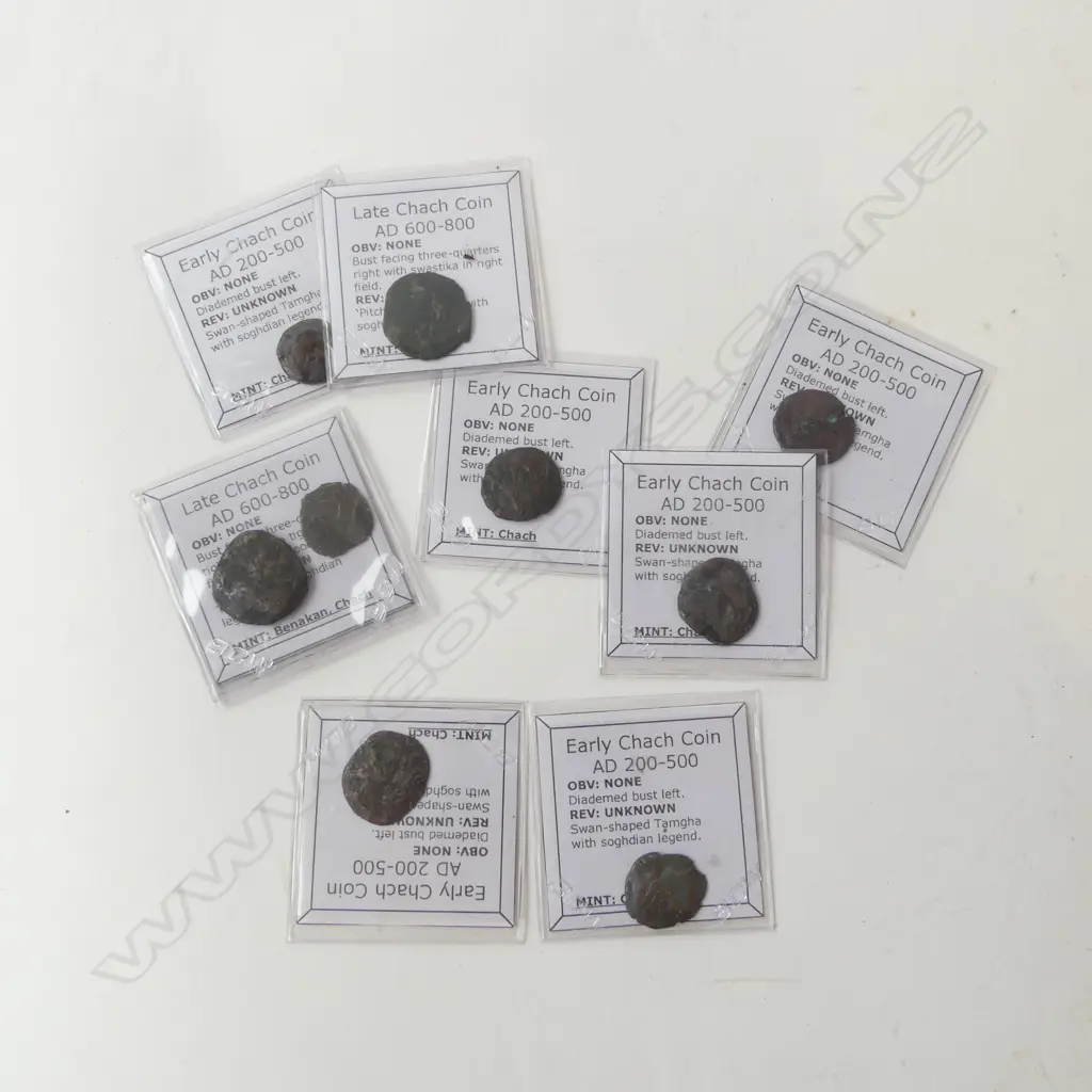9 CHACH COINS, AD 200-800, 20mm dia Image 1++