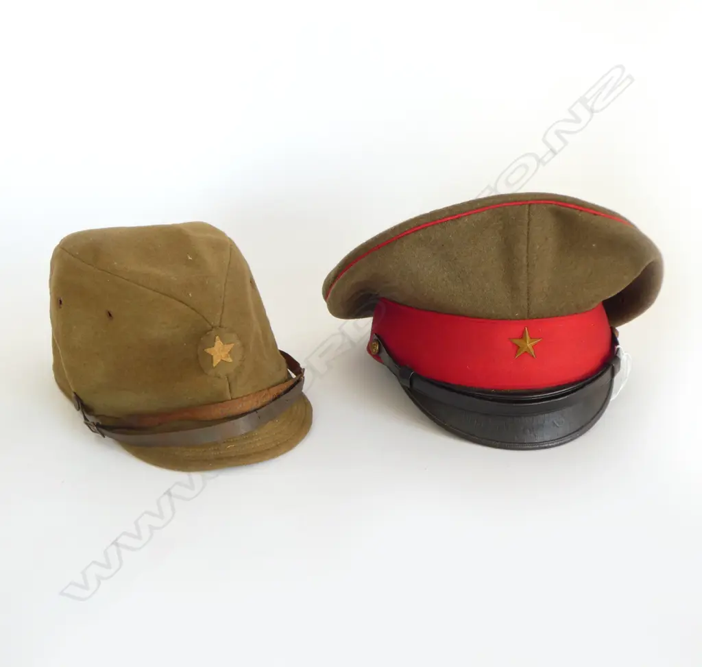 OLD MANCHURIAN OFFICER'S CAP + OTHER OLD MILITARY CAP Image 1++
