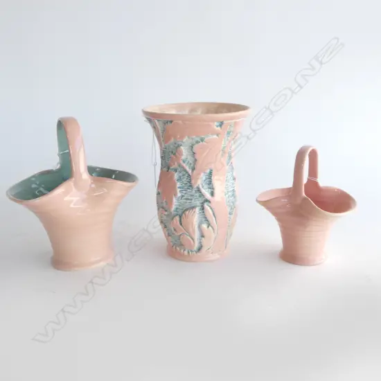 BESWICK 2 HANDLED VASE  CANDLESTICK & JUG H220MM