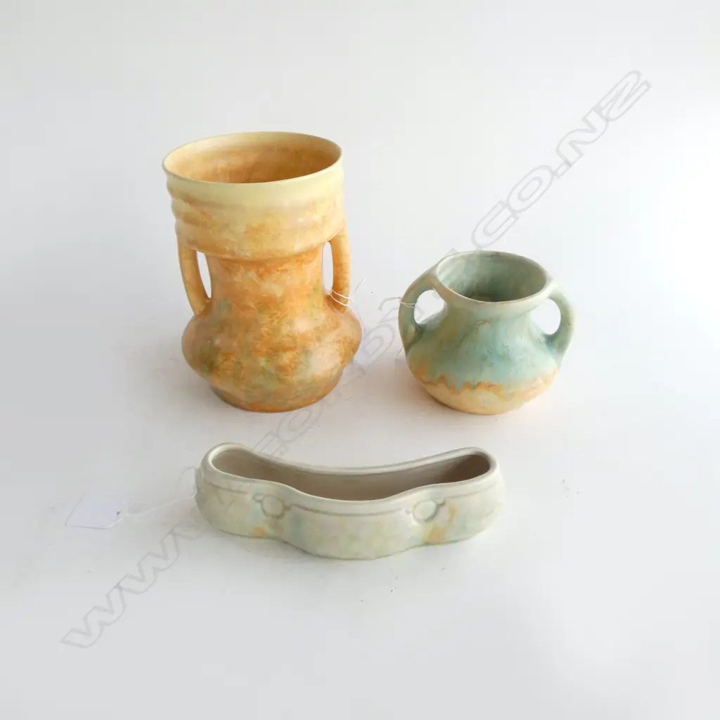 BESWICK TROUGH VASE L170MM & 2 BESWICK 2 HANDLED VASES H210 & 100MM Image 1++