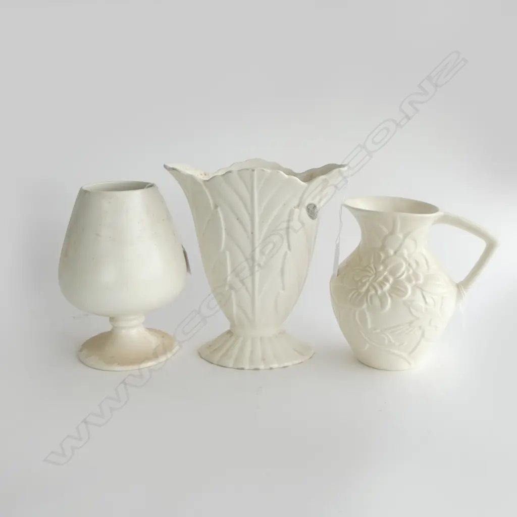 BESWICK WHITE CHINA VASE JUG & GOBLET TALLEST H230MM Image 1++