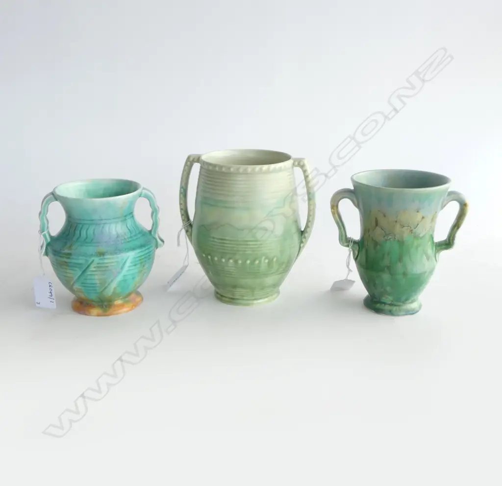 3 BESWICK 2 HANDLED VASES H155MM TALLEST Image 1++