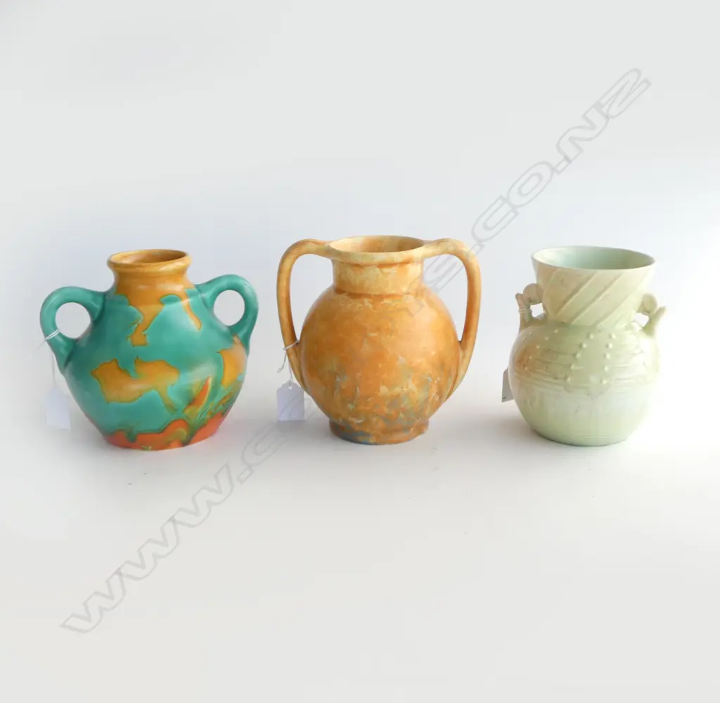 3 BESWICK 2 HANDLED VASE H 165MM TALLEST Image 1++