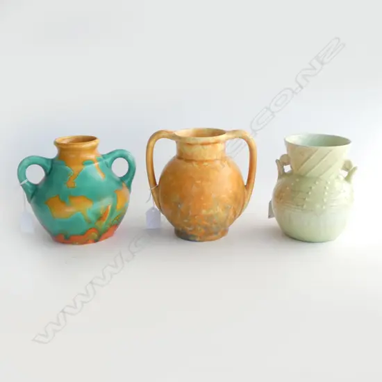 3 BESWICK 2 HANDLED VASE H 165MM TALLEST