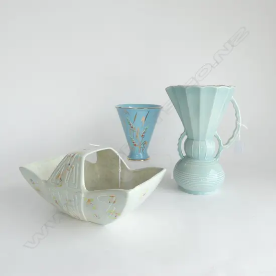 BESWICK CHINA BASKET L270MM DECO JUG H260MM & VASE H150MM
