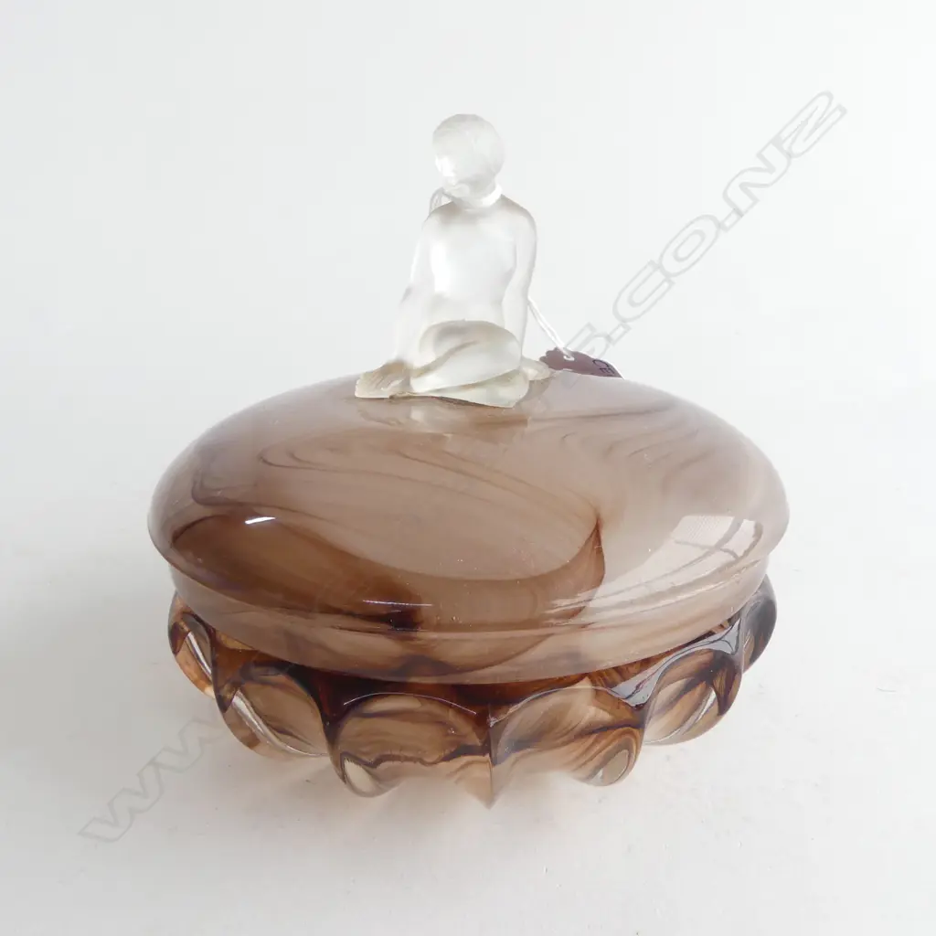 ART DECO GLASS POWDER BOWL by THOMAS DAVIDSON 1922 Image 1++