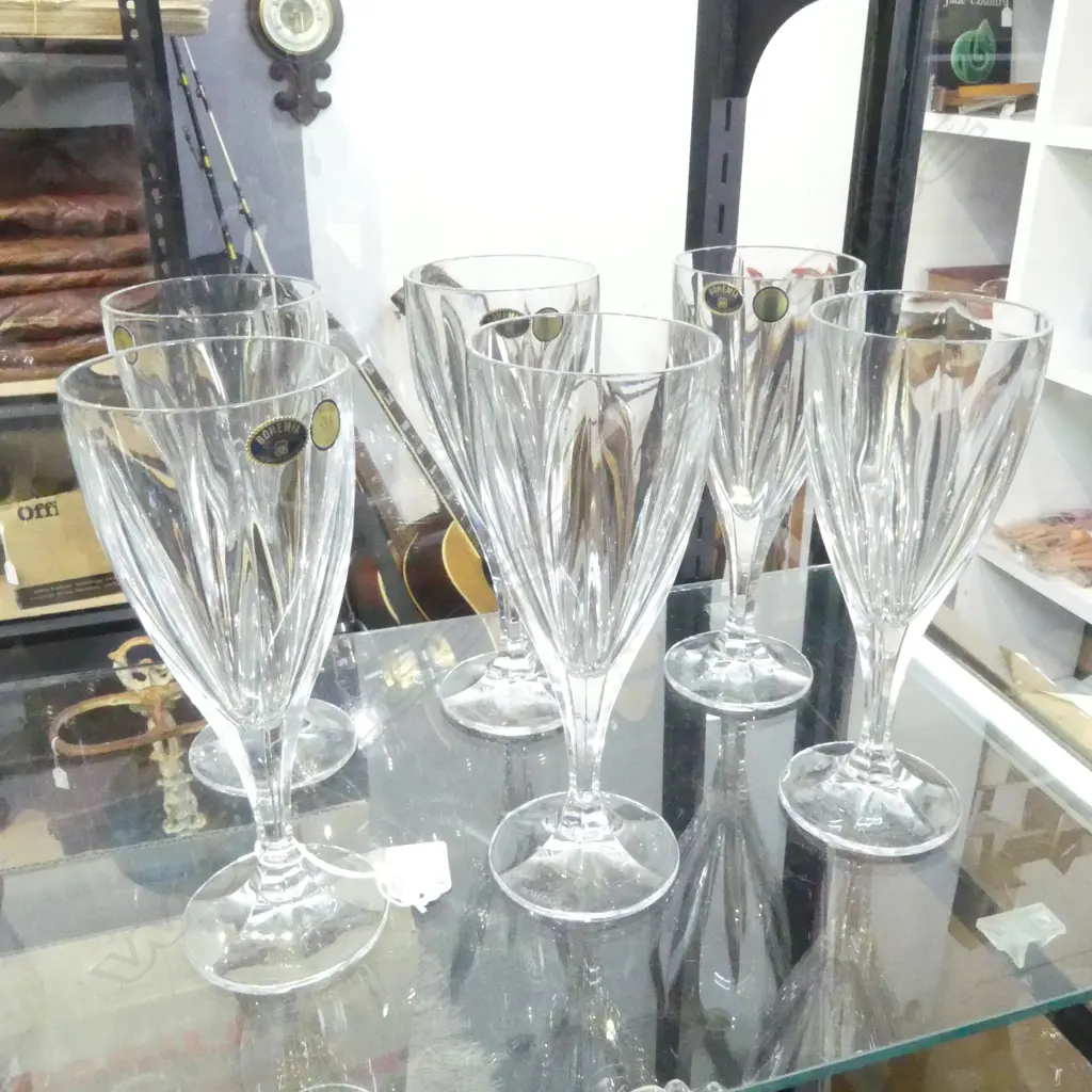 6 BOHEMIA CRYSTAL WINE GLASSES H 210 mm Image 1++