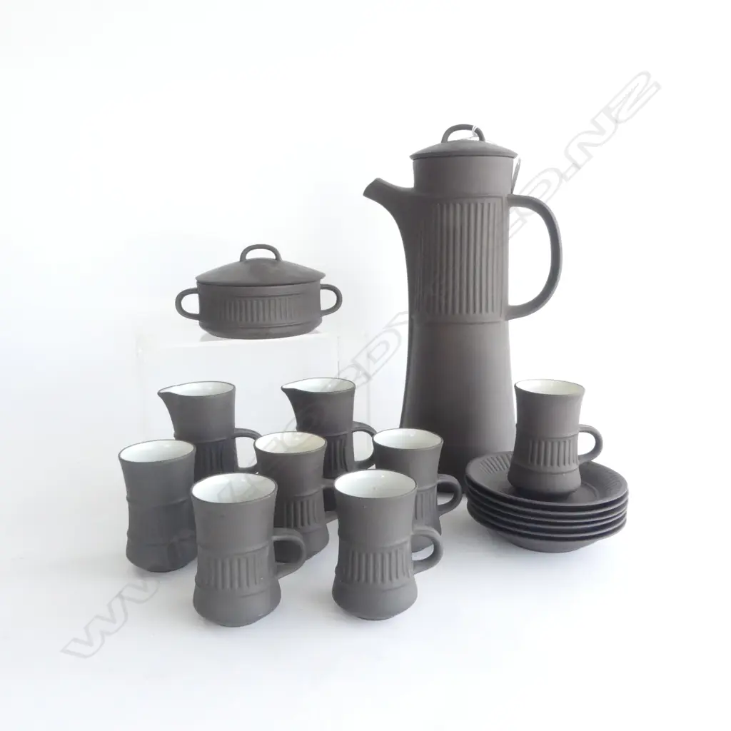 DANSK DESIGNER 6 PLACE COFFEE SET (SOME REPAIRS & HAIRLINE CRACKS) H.340mm Image 1++