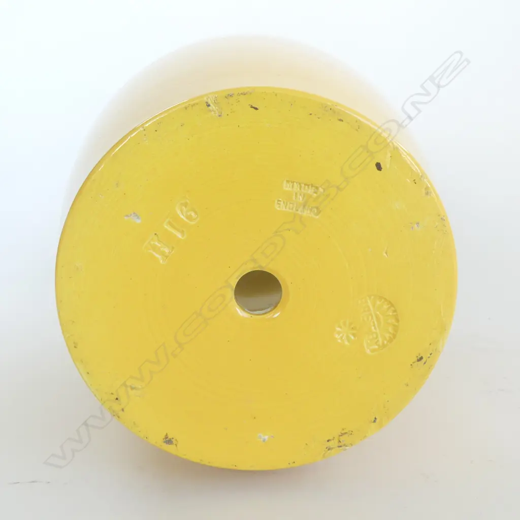 YELLOW GLAZED BRETBY POTTERY VASE w. HOLE FOR TABLE LAMP CONVERSION H.320mm Image 1++