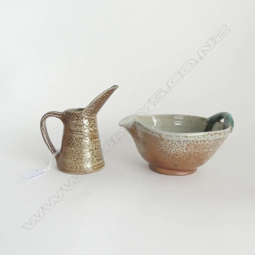 DUNCAN SHEARER STUDIO POTTERY BOWL 170mm dia + SALT GLAZED JUG H.135mm Image 1++