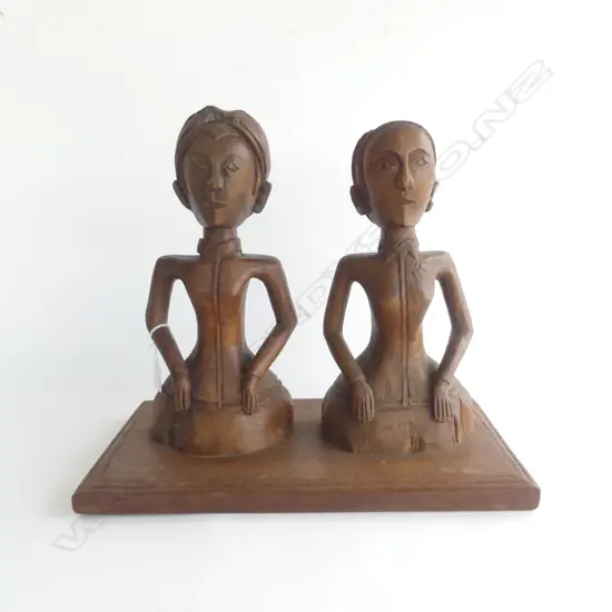 2 CARVED WOODEN FIGURES EX JOHN PERRY ESTATE 450x255x400mm
