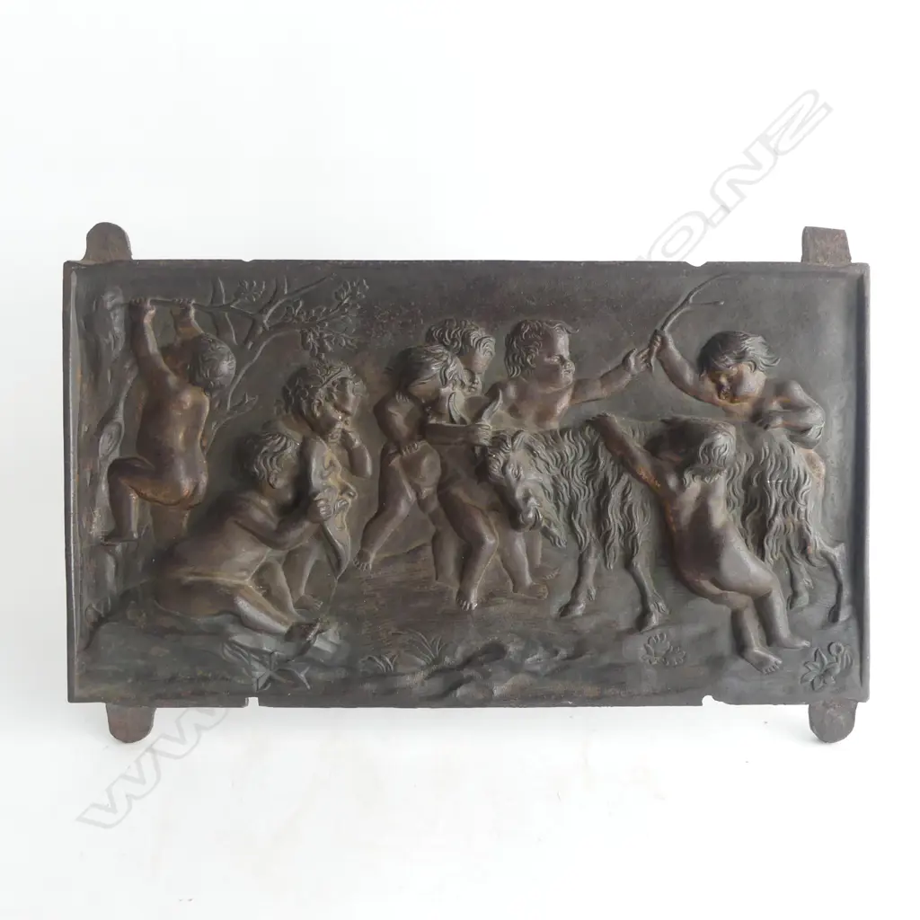 BRONZE PLAQUE w. CHERUBS 200x360mm Image 1++