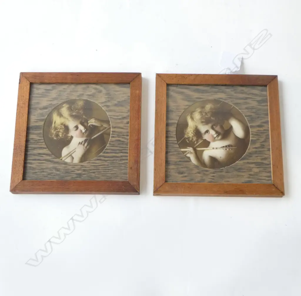 PAIR OF ‘CUPID AWAKE’ & ‘CUPID ASLEEP’ FRAMED ANTIQUE PRINTS, L.195MM (DIAGONAL)   Image 1++