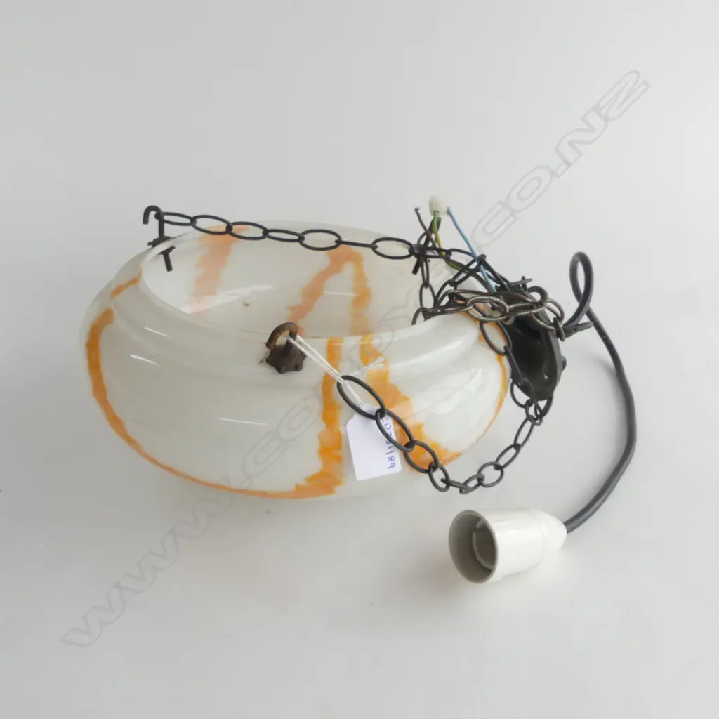 ART DECO MILK GLASS HANGING CENTER LIGHT DIA 270MM Image 1++