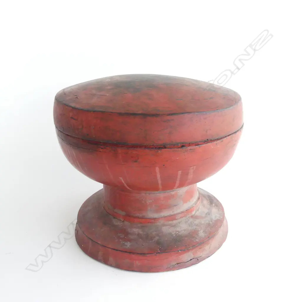 ORIENTAL RED LACQUER CONTAINER H.290mm, 340mm dia EX JOHN PERRY ESTATE Image 1++