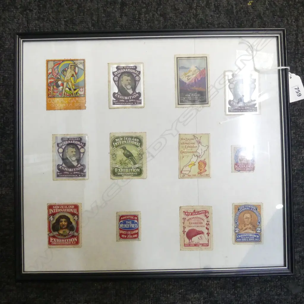 EARLY 20thC FRAMED STAMPS 270x300mm Image 1++