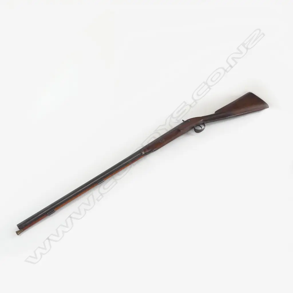 19thC BLACK POWDER RIFLE percussion cap hammer & lock engraved. Rosewood stock. Captured cleaning rod. L.1215mm. Image 1++