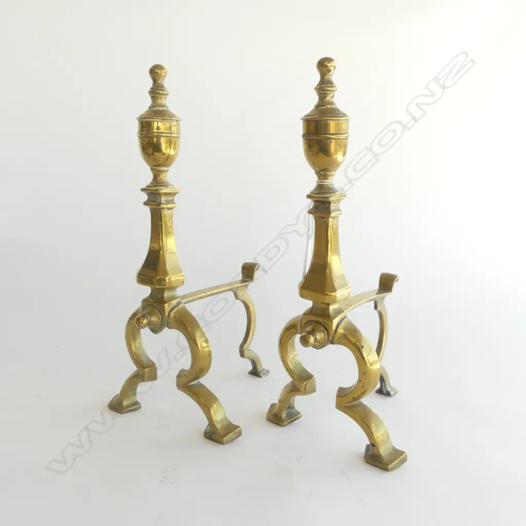 PR GEORGIAN BRASS FIRE DOGS H.325mm Image 1++