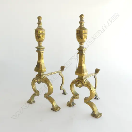 PR GEORGIAN BRASS FIRE DOGS H.325mm