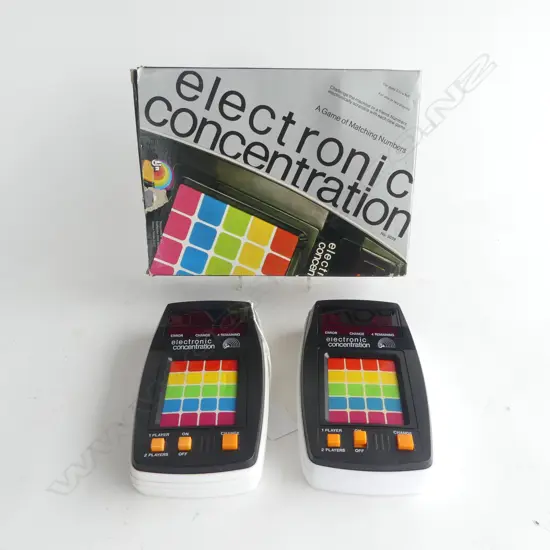 2 RETRO 1970s TOYS; MERLIN + 2 ELECTRONIC CONCENTRATION CONSOLES (1 BOXED)