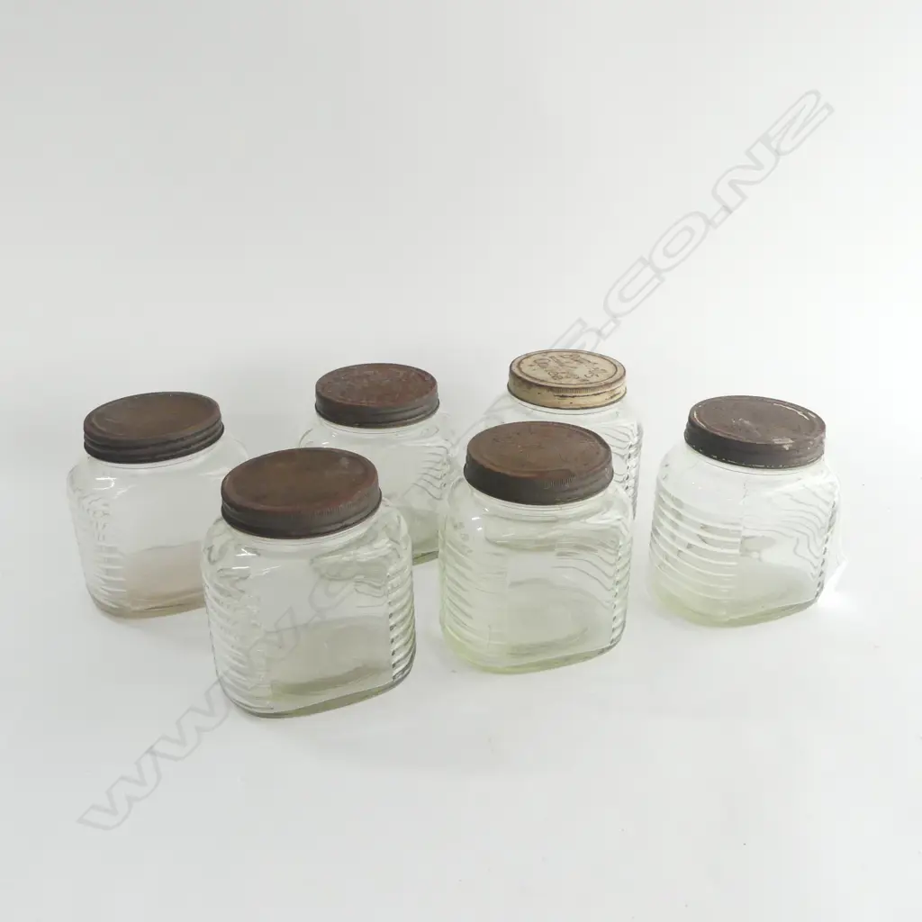 6 VINTAGE BUSHELLS GLASS JARS H.140mm Image 1++