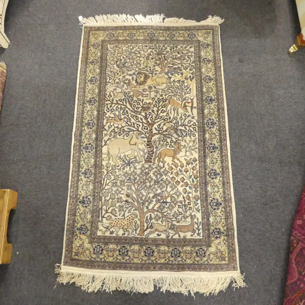 HAND KNOTTED WOOL PILE TREE OF LIFE RUG 1600x950mm Image 1++