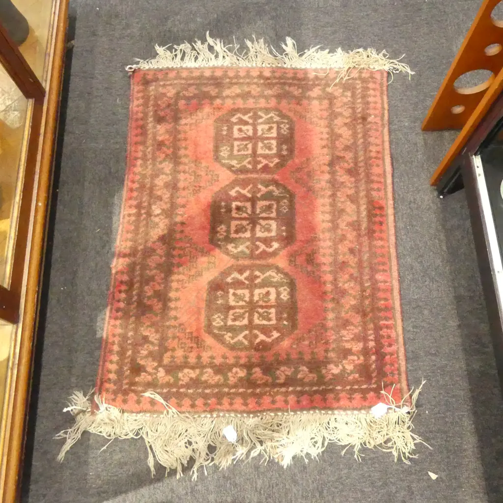 HAND KNOTTED ALL WOOL RUG 1050x780mm Image 1++