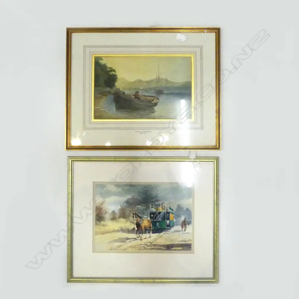 2 WCs; LOIS EATON 'HORSE TRAM' 235x345mm, J. T. GEE 'EVENING ON THE RIVER CONWAY' 225x350mm Image 1++