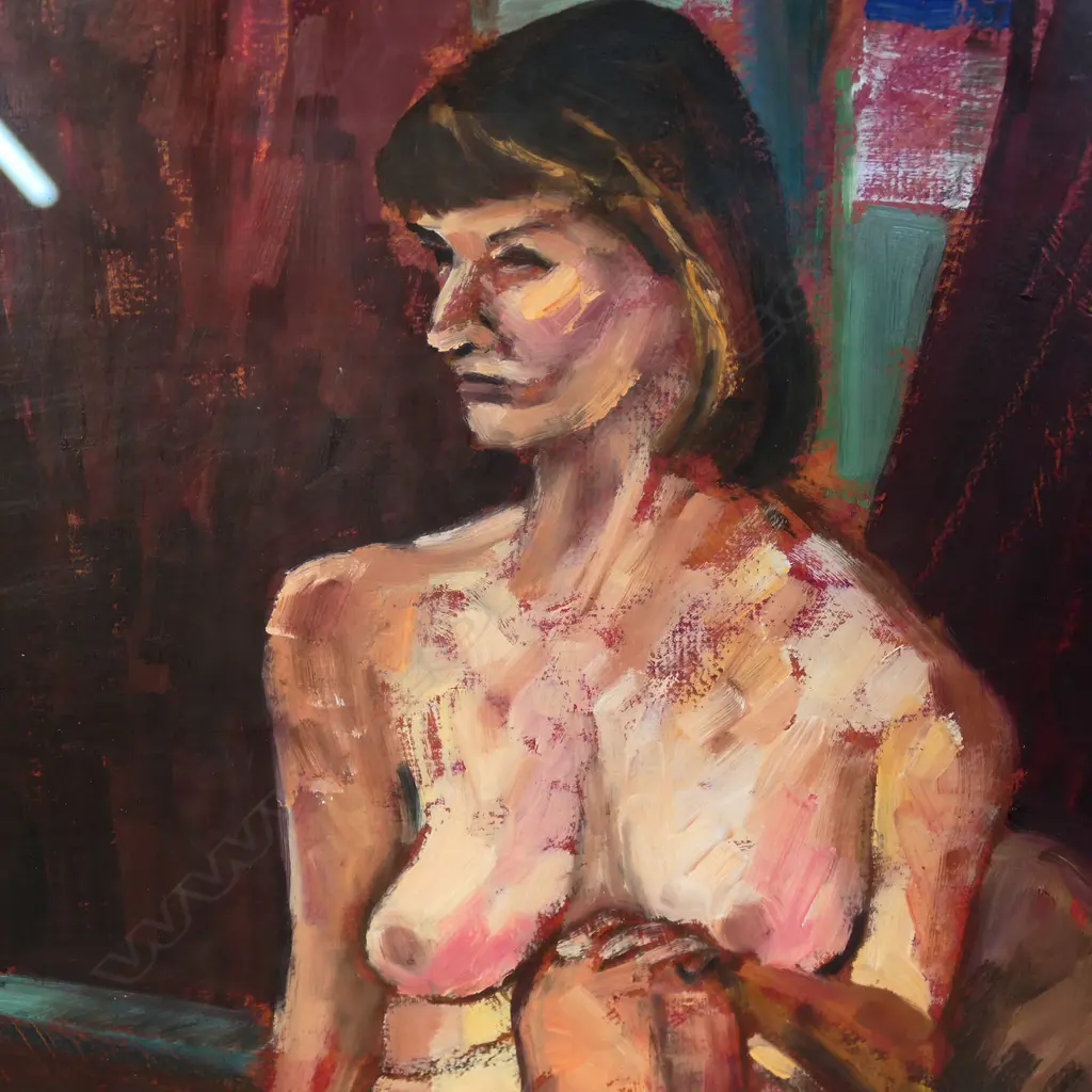 Russell Hollings (1948-) 'Life Study 1 Tanya' oil on card signed. Signed and entitled on label on reverse. 570 x 400mm. Image 1++