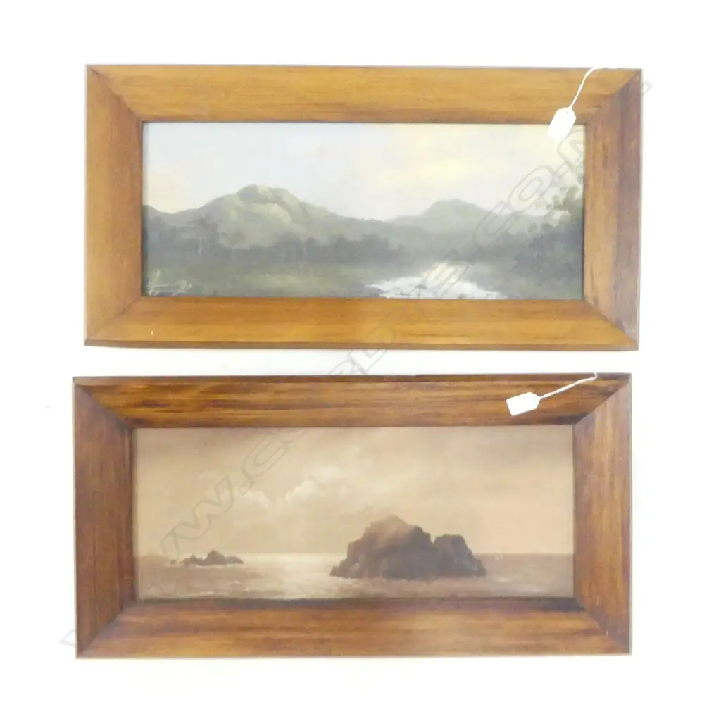2 FRAMED OILS BY J. MAYCLAIR JNR. (1906-1947), COASTAL & RIVER SCENE, 210x530mm Image 1++