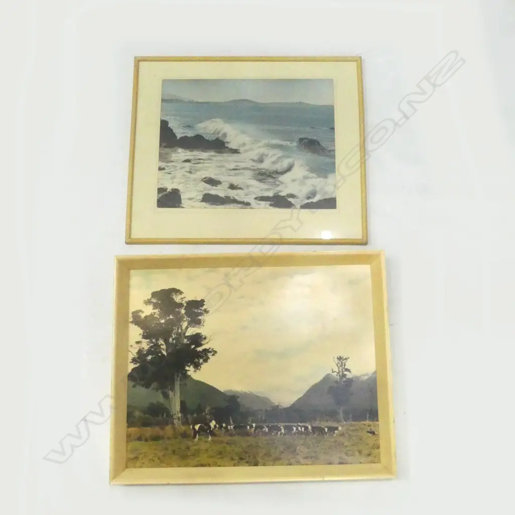WHITES AVIATION PRINT 'KAIKOURA COAST' 295x370mm + ANOTHER POSSIBLY WHITES BUSH FARM LANDSCAPE EX JOHN PERRY ESTATE Image 1++
