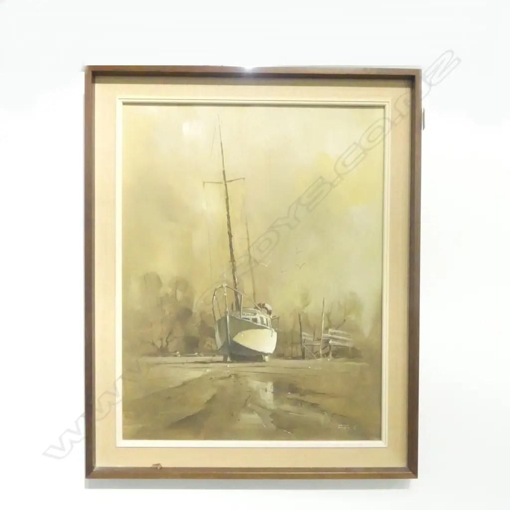 BRIAN BAXTER 'ON THE MUD' OIL ON CANVAS 565x440mm Image 1++