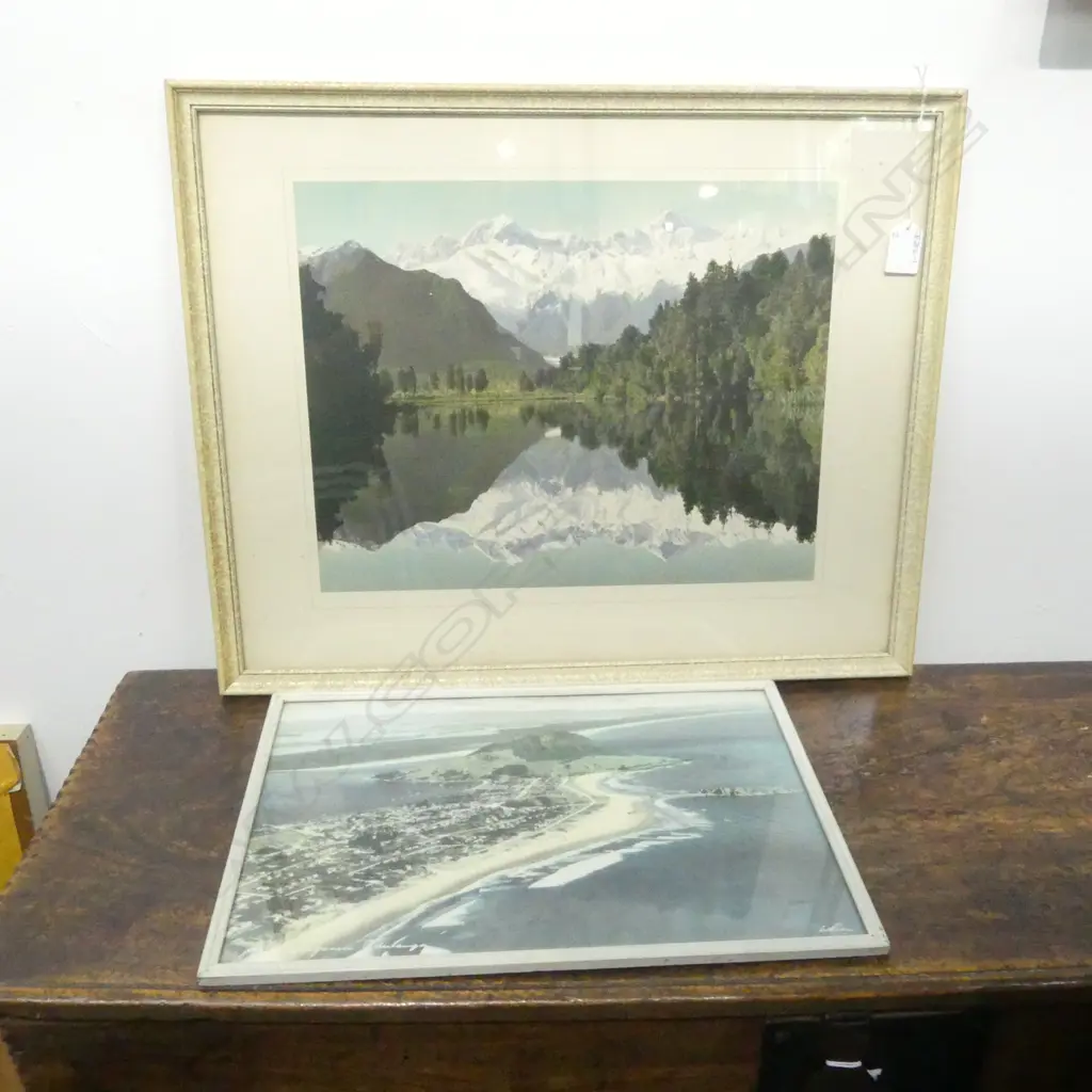 2 WHITES AVIATION PRINTS; LAKE MATHERSON 390x495 & MOUNT MAUNGANUI 250x360mm Image 1++
