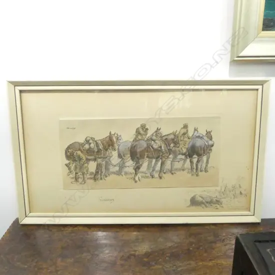 FRAMED SIGNED PRINT, SNAFFLES 'GUNNERS', 380x690mm
